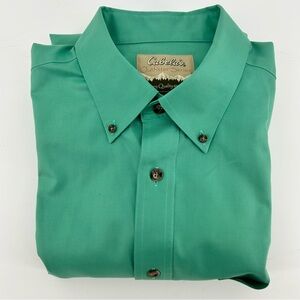 Cabela's Outfitter Series Button Down Shirt Mens L Solid Green Long Sleeve